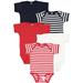 Rabbit Skins Baby Bodysuits Girls & Boys Newborn to 24 Months 5-Pack Set Snap Closure Multi-color Cotton Stars and Stripes: Red/Navy/White/Navy White Stripes/Red White Stripes 12 Months