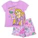 Disney Princess Rapunzel Toddler Girls T-Shirt and French Terry Shorts Outfit Set Toddler to Big Kid