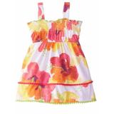 Youngland Infant Girls Orange & Yellow Floral Dress Smocked Sun Dress 6-9m