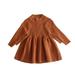 Multitrust baby girl knit round neck long-sleeve knee-length ruffled dress