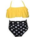 nsendm Girls Bikini Set Ruffles Set Baby 2-12Y Wear Floral Bikini Toddler Beach Print Bathing Girls Swimsuits 7 16 Yellow 8-10 Years