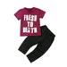 Toddler Baby Boy Pants Outfits Fresh to Death Wine Red T-Shirt Tops Black Cotton Long Pants Clothing Set for Baby Boys 1-6T
