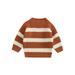 Calsunbaby Kids Toddler Girls Warm Sweater Patchwork Stripe High Neck Crochet Pullovers Tops Brown 4-5 Years