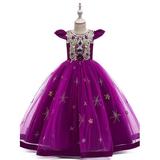 elfinBE Baby Girl Princess Floral Mesh Petal Sleeve Embroidered Evening Dress 2-11T