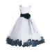 Ekidsbridal Satin Floral Petals Rose Tulle White Flower Girl Dress Formal Evening Gown Pretty Princess Wedding Photoshoot Ballroom 007 2