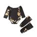 Kiapeise Baby Girls 2 PCS Long Sleeve Off Shoulder Floral Romper+ Leg Warmers