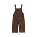 Toddler Baby Suspender Pant with Pockets Solid Color Corduroy Trousers Overalls Causal Loose Outfit