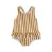 IZhansean Infant Baby Girls One Piece Swimsuit Leopard Ruffle Backless Bathing Suit Swimwear Tankini Beachwear Yellow Striped 2-3 Years