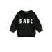 Infant Baby Boys Pullover Sweatshirt Sweater Top Babe Letters Print Crewneck Long Sleeve Toddler T Shirt Blouse