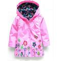 Huyghdfb Little Girls Hoodie Jacket Flowers Button-Down Waterproof Windbreaker