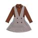Baby Toddler Girls Clothes 2T 3T 4T 5T Fall Winter Outfits Brown Knitted Cotton Tops Suspender Plaid Skirt Sets