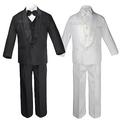 Baby Toddler Boy Communion Formal Shawl Satin Lapel Tuxedo Black White Suit S-20