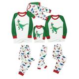 Cathery Matching Family Christmas Pajamas Set Dinosaur Print Plaid Sleepwear for Family Mom Dad Kids Baby