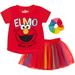 Sesame Street Elmo Toddler Girls T-Shirt Tulle Skirt and Scrunchie 3 Piece Outfit Set Infant to Little Kid