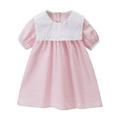 TAIAOJING Toddler Girl Dress Children Kids Child Short Bubble Sleeve Striped Princess Dress Outfits Girl Clothes 2-3 Years