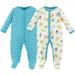 Luvable Friends Baby Cotton Snap Sleep and Play 2pk Abc 6-9 Months