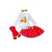 ZIYIXIN Newborn Baby Girls 4PCS Christmas Outfits Long Sleeve Romper+Polka Dot Tutu Skirt+Leg Warmers+Headband Set Red 3-6 Months