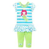 Nannette Infant Girls 2 Piece Mermaid Outfit with Blue Shirt Green Leggings 3-6m