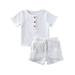 IZhansean Toddler Baby Boy Girl Short Sleeve Button Shirt Tops Shorts Pants Outfit Sumemr White 3-4 Years