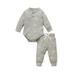 Toddler Autumn Outfits Sun Print Henley Neck Long Sleeve Romper with Casual Pants