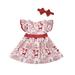 luethbiezx Christmas Baby Girls Deer Flower Print Bowknot Sleeveless Mini Pageant Dresses