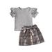 Autumn Spring Toddler Kid Girl Baby Clothing Set Ruffles T shirt + Skirts Outfits Children Costumes