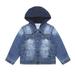 KIDSCOOL SPACE Little Kid Ripped Letters Embroidered Jean Hooded Jacket Blue 4T