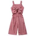 Sunisery Toddler Baby Girls Big Bowknot Sleeveless Jumpsuit Elastic Waist Cotton Outfits Red 4-5 Years