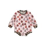 Qmyliery Infant Baby Girls Halloween Romper Fall Casual Pumpkin/Skull Rainbow Floral Print Round Neck Long Sleeve Jumpsuits 0-24 Months
