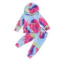 1-6Years Autumn Kids Baby Boys Girls Clothes Tie Dye Sets Unisex Child Sports Suits Long Sleeve Hoodies Lace-up Joggers Pants