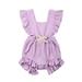 Canrulo Baby Girls Infant Ruffle Solid Romper Bodysuit Jumpsuit Outfit Clothes Summer Purple 12-18 Months