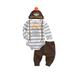 Sunisery Baby Boys Thanksgiving Outfit Mommy s Little Turkey Letter Stripe Bodysuit Romper + Pants + Hat Clothes 3Pcs Set Brown 12-18 Months
