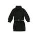 Qtinghua Toddler Baby Girls Knitted Sweater Dress Solid Ribbed Turtleneck Long Sleeve Sweatshirt Pullover Dresses with Belt Black 2-3 Years