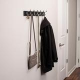 Winston Porter Decorative Home Storage Dual Hooks Wall Mounted Coat Rack Wood/Metal in Black | 5 H x 27 W x 3 D in | Wayfair