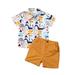 Canrulo Boy s Round Neck Standing Collar T-Shirt + Short Trousers Set Yellow 4-5 Years