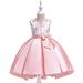 Zpanxa Baby Girls Princess Dress Little Girls Party Wedding Dress Lace Embroidered Bowknot Flower Net Dress Kids Pageant Flower Girl Sleeveless Dress Christmas Gifts for Girls Pink (3-4 Years)