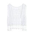 Frobukio Kids Baby Girls Lace Crochet Hollow Out Cardigan Vest Tops Tassels Waistcoat White 4-5 Years