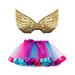 ZMHEGW Baby Girl Dress Summer Kids Ballet Skirts Party Rainbow Tulle Dance Skirt With Wing Outfits Girl Clothes 5-8 Years