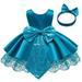 2022 New Baby Girls Dress Toddler Kids Baby Girls Ruffle Lace Embroidery Sequin Bowknot Princess Dresses Tutu Gown Pageant Wedding Party Dress With Headwear Baby Summer Autumn Clothing