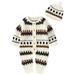 Nokpsedcb 2PCS Infant Newborn Baby Girls Boys Knitted Long Sleeve Button-Down O-Neck Jumpsuit White 12-18 Months