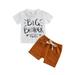 Bebiullo Kids Baby Boys Outfits Summer Toddler Short Sleeve Tops T shirt Shorts Clothes Set White big brother 1-2 Years