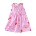 ZMHEGW Baby Girls Summer Dress Dress Casual Princess Sleeveless Floral Print Kids Cotton Beach Dress Girls Outfits 5-6 Years