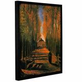 Vault W Artwork 'Avenue Of Poplars In Autumn' by Vincent Van Gogh Painting Print on Wrapped Floater-Framed Canvas in Brown/Green | Wayfair