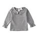 Canrulo Casual Toddler Kids Baby Girls Long Sleeve T-Shirt Ruffle Blouse Tops Pullovers Grey 3-4 Years
