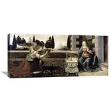 Vault W Artwork 'Annunciation' by Leonardo Da Vinci Painting Print on Wrapped Canvas Metal in Blue/Red/White | 17.8 H x 40 W x 1.5 D in | Wayfair