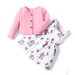PatPat 2pcs Baby Girl Pink Cardigan with Sleveless Tank Dress Tunic Swing Dress Toddler Girl Dress and Cardigan Set for Special Occasion Infant Girl Skirt 3-24 Month