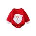 Canrulo Newborn Baby Boys Girls Christmas Romper Long Sleeve Santa Claus/Letters Tree Printed Causal Jumpsuits Red Santa Claus 6-12 Months