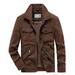 Mens Full Zip Corduroy Jacket Fashion Casual Lapel Button Down Long Sleeve Coats Vintage Washed Work Jacket Outerwear