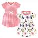 Touched by Nature Baby and Toddler Girl Organic Cotton Short-Sleeve Dresses 2pk Butterflies and Dragonflies 0-3 Months