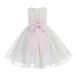 Ekidsbridal Ivory Lace Organza Flower Girl Dress with Colored Sash Beauty Pageant for Toddlers Junior Bridesmaid 186T 2